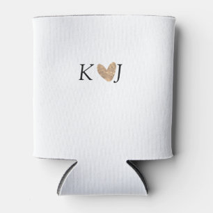 Add couple name letter wedding gold heart glitter can cooler
