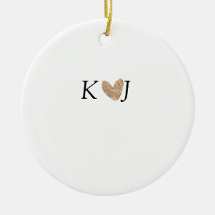 Add couple name letter wedding gold heart glitter ceramic tree decoration