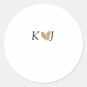 Add couple name letter wedding gold heart glitter classic round sticker