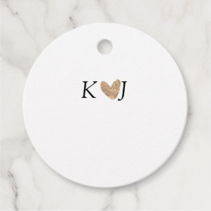 Add couple name letter wedding gold heart glitter favour tags