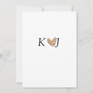 Add couple name letter wedding gold heart glitter holiday card