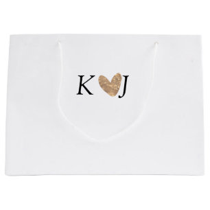 Add couple name letter wedding gold heart glitter large gift bag