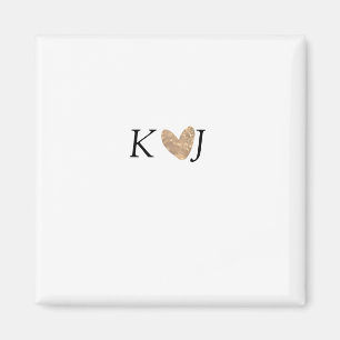 Add couple name letter wedding gold heart glitter  magnet