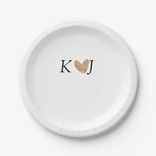 Add couple name letter wedding gold heart glitter  paper plate