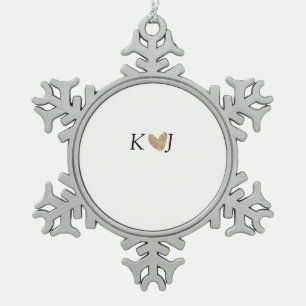 Add couple name letter wedding gold heart glitter snowflake pewter christmas ornament