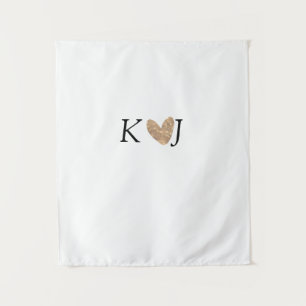 Add couple name letter wedding gold heart glitter tapestry