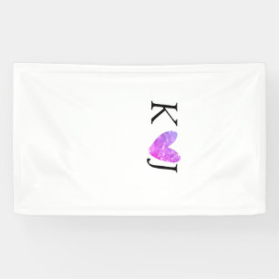 Add couple name letter wedding pink heart glitter  banner