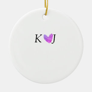 Add couple name letter wedding pink heart glitter ceramic tree decoration