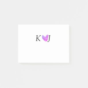 Add couple name letter wedding pink heart glitter post-it notes