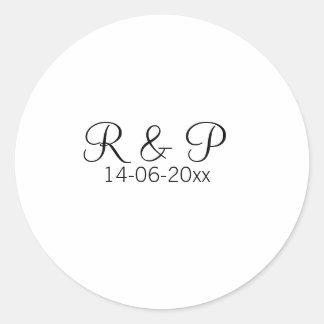 Add couple name monogram add date year wedding rom classic round sticker