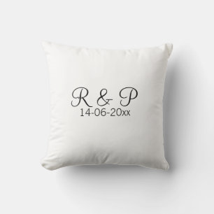 Add couple name monogram add date year wedding rom cushion