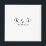 Add couple name monogram add date year wedding rom magnet<br><div class="desc">For lovers like us</div>