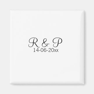 Add couple name monogram add date year wedding rom magnet