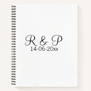 Add couple name monogram add date year wedding rom notebook