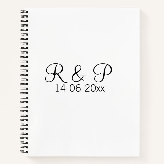 Add couple name monogram add date year wedding rom notebook (Front)