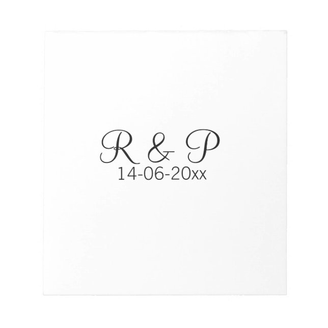 Add couple name monogram add date year wedding rom notepad (Front)