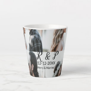 Add couple photo merry married add date year  latte mug