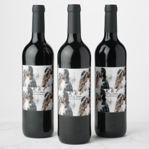 Add couple photo merry married add date year wine label
