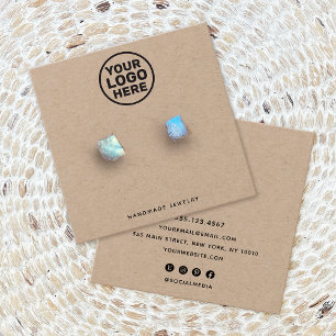 Add Custom Logo Kraft Stud Earring Display Holder