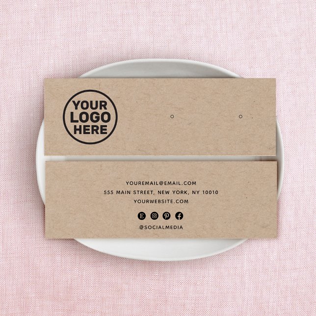 Add Custom Logo Kraft Stud Earring Display Holder (Creator Uploaded)