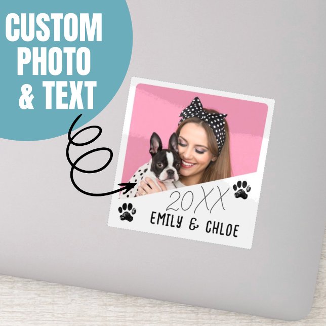 Add Custom Pet Photo Name & Year Cute Dog Mum Gift (Add Custom Pet Photo Name & Year Cute Dog Mom Gift Sticker.)