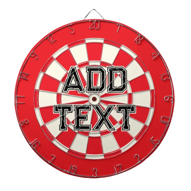 Add Custom Text Black Red White Retro Dartboard (Front)