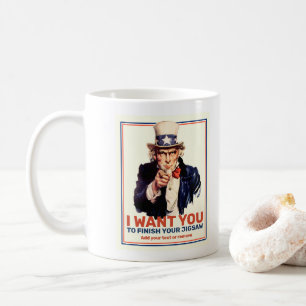 Add custom text, Uncle Sam "I Want You" poster, Coffee Mug