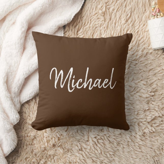 Add Custom Your Own Name Elegant Brown Cushion (Blanket)