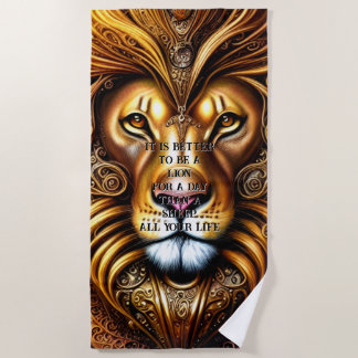 Add/delete text - Amazingly Beautiful Golden Lion Beach Towel