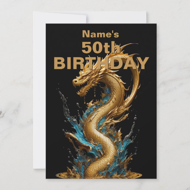 Add Details - Chinese Dragon Birthday  Invitation (Front)