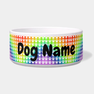 Add Dog Name on Colourful Paw Prints Design 