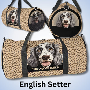 Add Dog Name or Your Name, English Setter Duffle Bag