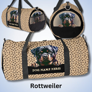 Add Dog Name or Your Name, Rottweiler Duffle Bag