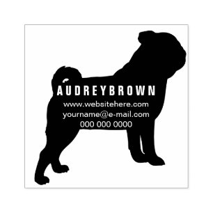 Add dog name return address Pug Rubber Stamp