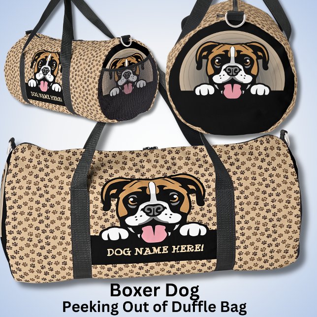 Add Dog Name Your Name, Boxer Dog Duffle Bag (Creator Uploaded)