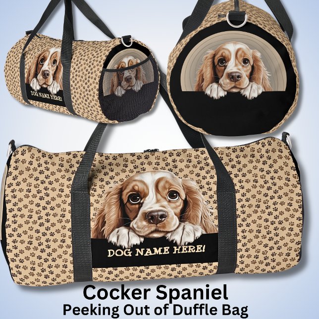 Add Dog Name Your Name, Cocker Spaniel Duffle Bag (Creator Uploaded)