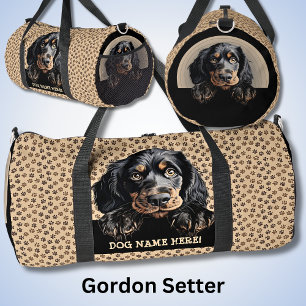 Add Dog Name, Your Name, Gordon Setter Duffle Bag