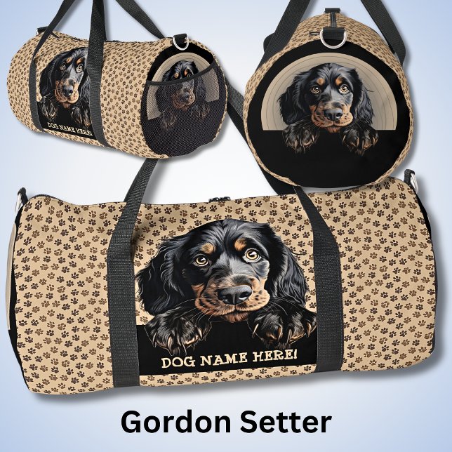Add Dog Name, Your Name, Gordon Setter Duffle Bag (Creator Uploaded)