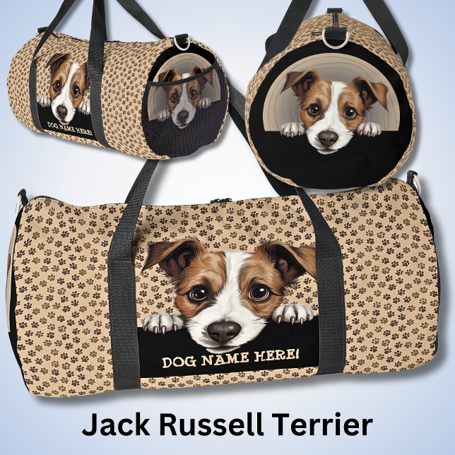 Add Dog Name, Your Name, Jack Russell Terrier Duffle Bag (Creator Uploaded)