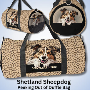 Add Dog Name Your Name, Shetland Sheepdog Duffle Bag