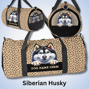 Add Dog Name Your Name, Siberian Husky Duffle Bag