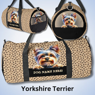 Add Dog Name Your Name, Yorkshire Terrier Duffle Bag
