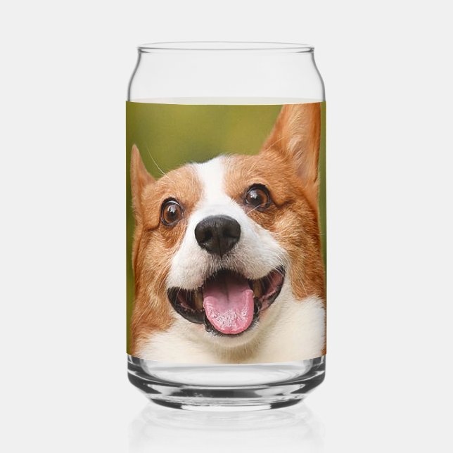 Add Dog Photo Personalised Customised Can Glass (Front)