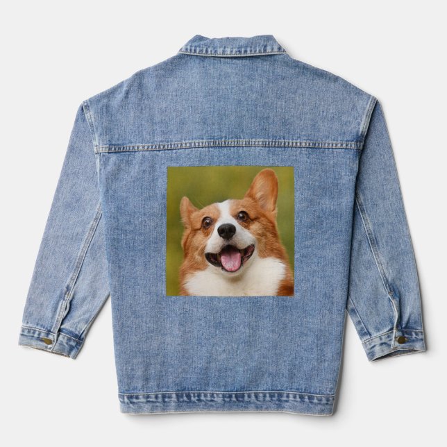 Add Dog Photo Personalised Customised Denim Jacket (Back)