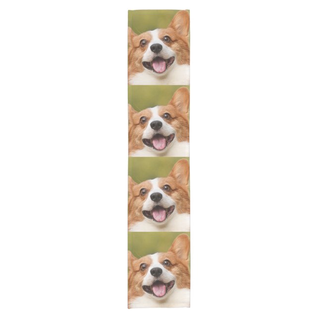 Add Dog Photo Personalised Customised Short Table Runner (Front)