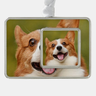 Add Dog Photo Personalised Customised Silver Plated Framed Ornament
