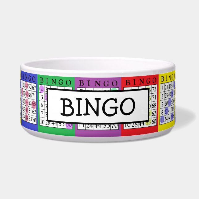 Add Dog's Name Funny BINGO Cards Dog Bowl (Front)