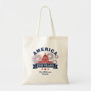 Add Family Name America 250 White House Fireworks Tote Bag