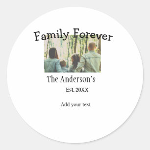 Add family name photo year rustic vintage holiday classic round sticker