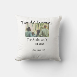 Add family name photo year rustic vintage holiday cushion